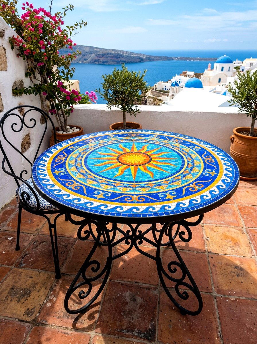 Mosaic Tile Table Top - 30 Mediterranean backyard lounge ideas