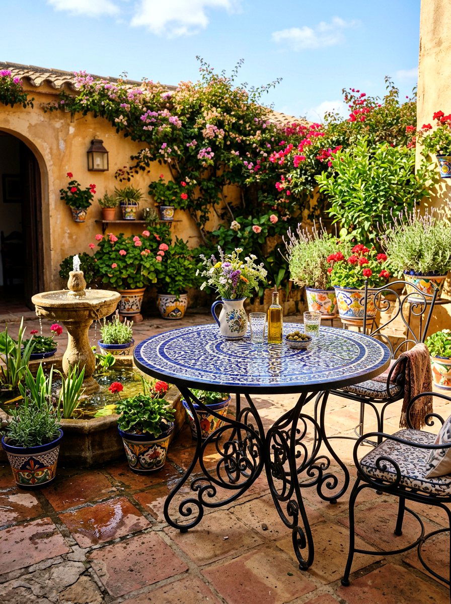 Mosaic Tile Top Table - 30 outdoor side table ideas