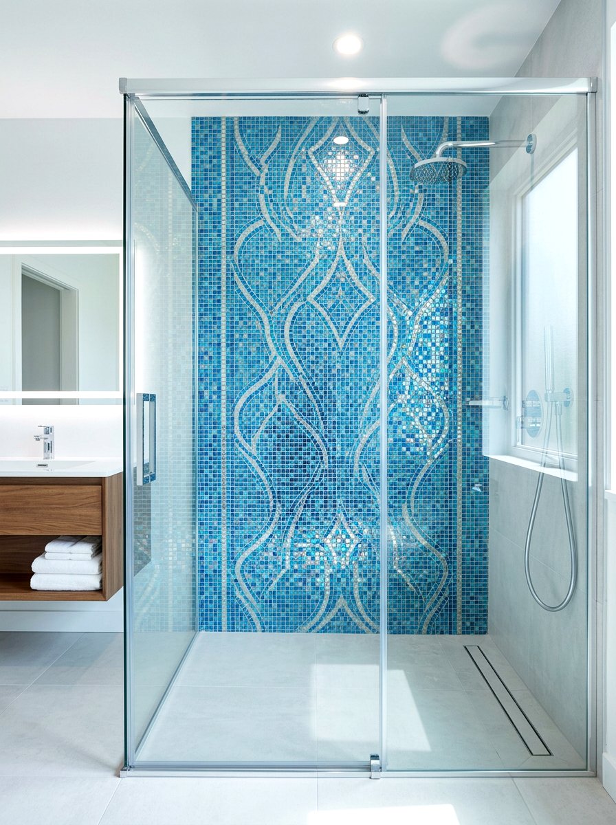 Mosaic Tile Wall - 30 steam shower ideas