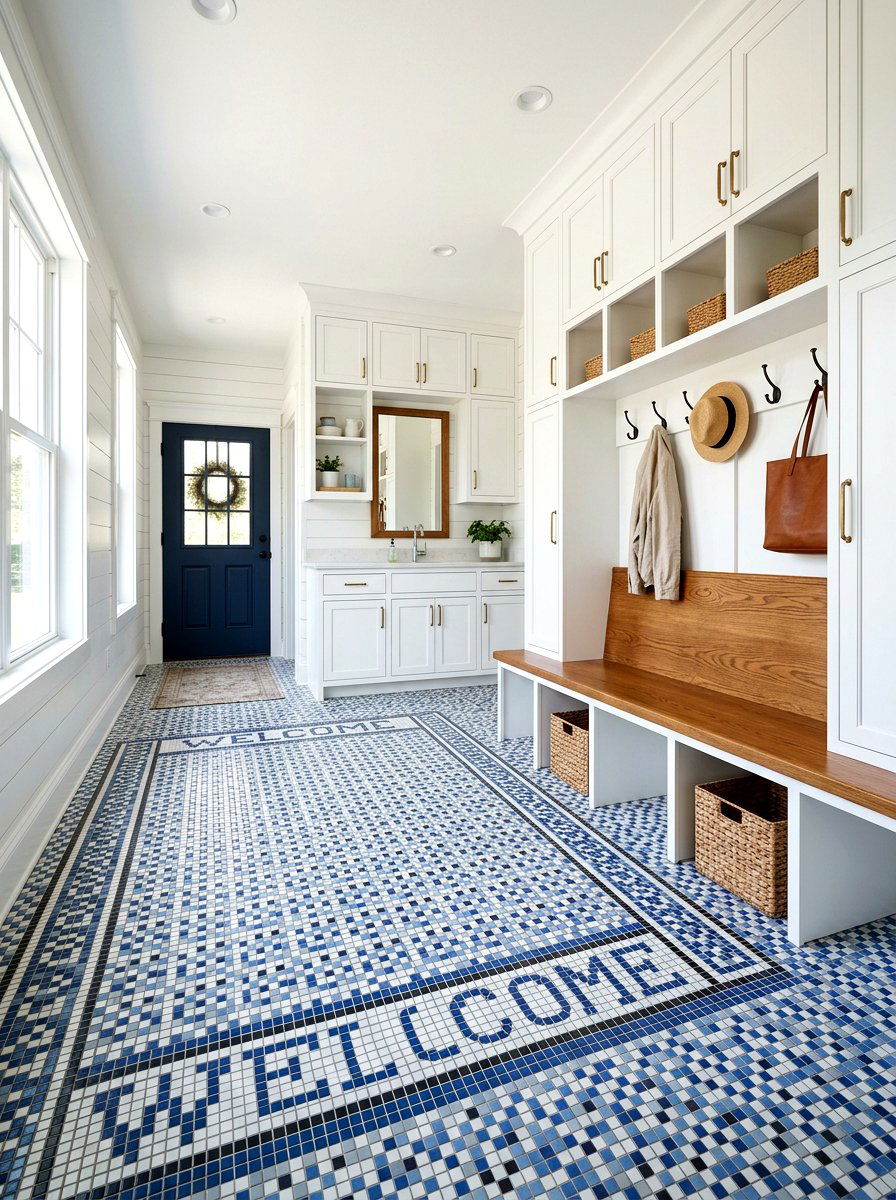 Mosaic floor tile pattern - 30 patterned mudroom tile ideas