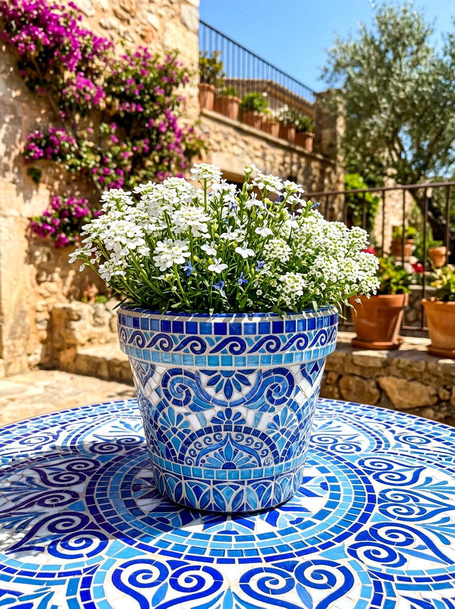 Mosaic tile planter - 30 garden planter ideas