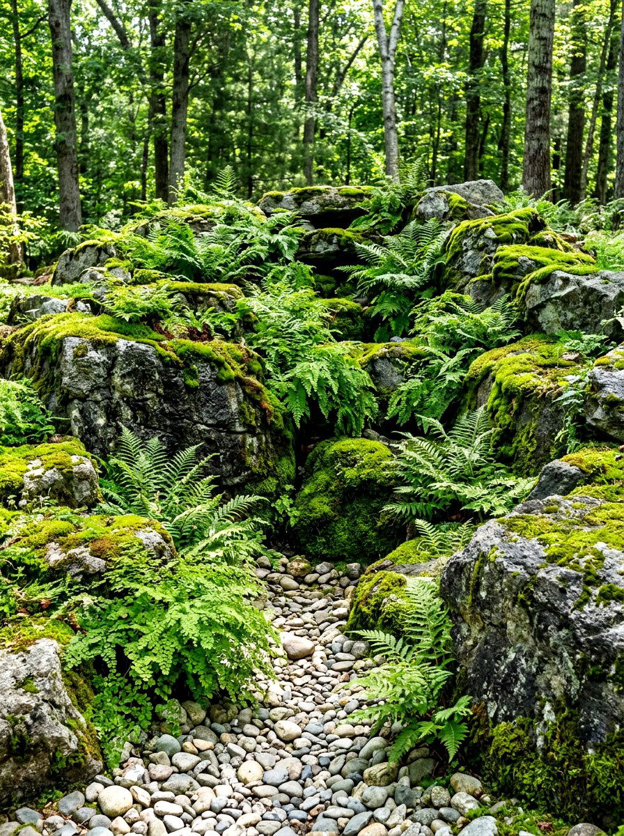 Moss And Fern Rock Garden - 30 woodland fern border ideas