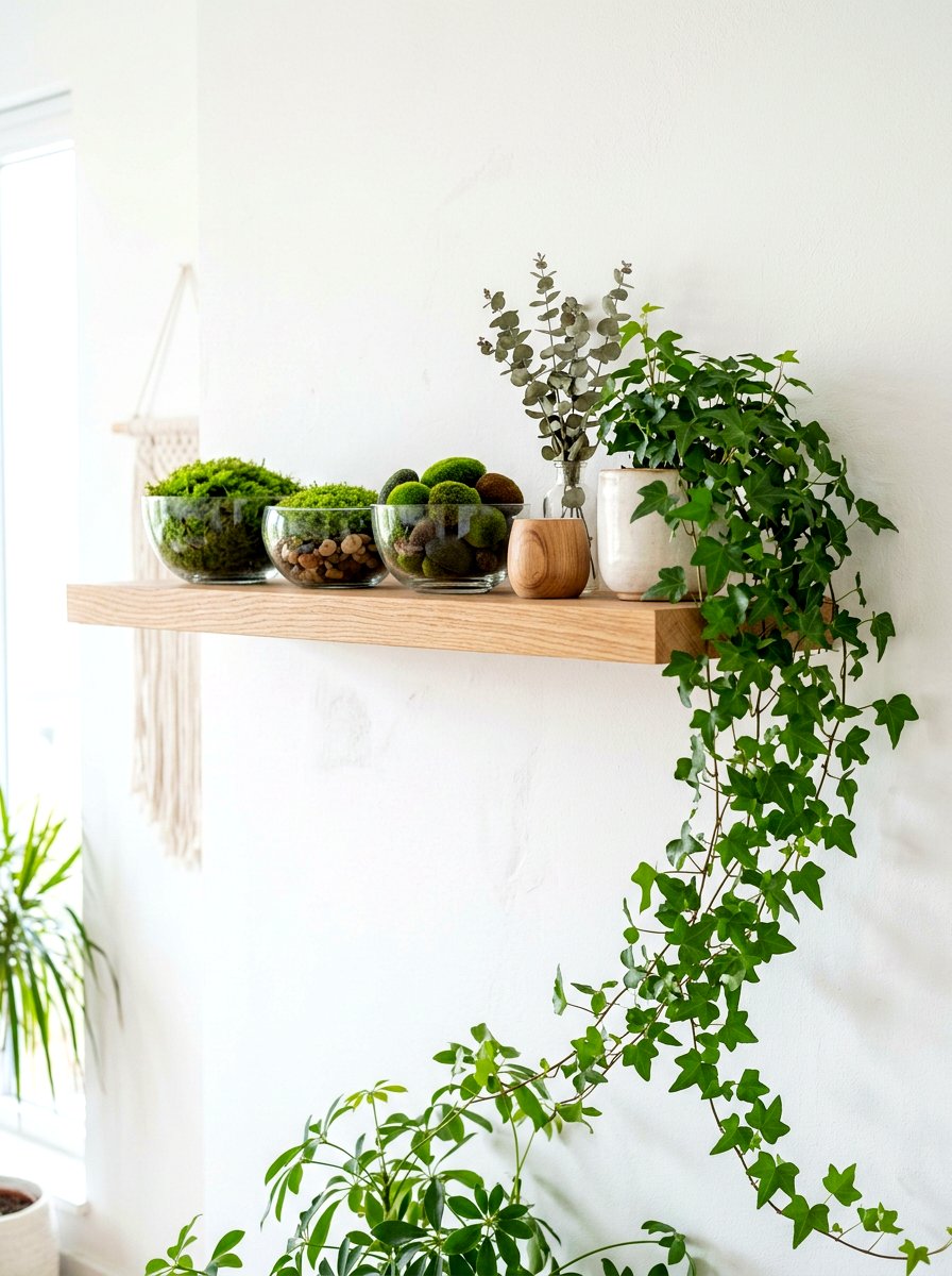 Moss And Greenery Shelf - 30 spring shelf styling ideas aesthetic