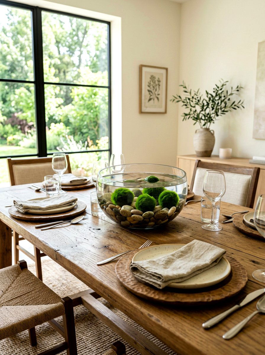 Moss And Stone Glass Bowl - 30 rustic table centerpiece ideas