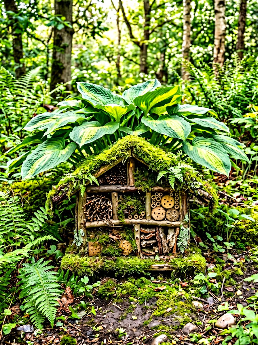 Moss Covered Insect Shelter - 30 insect hotel ideas