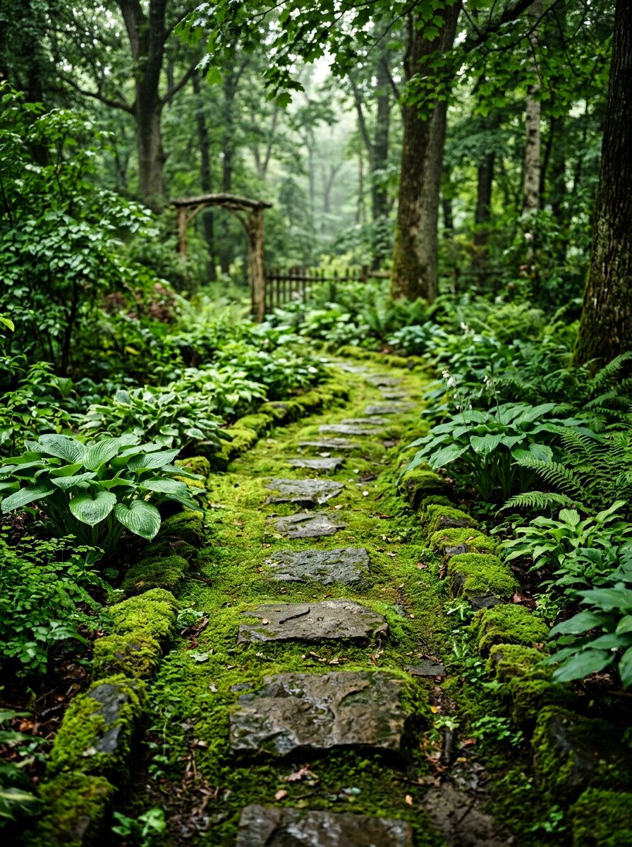Moss Covered Stone - 30 stepping stone backyard path ideas