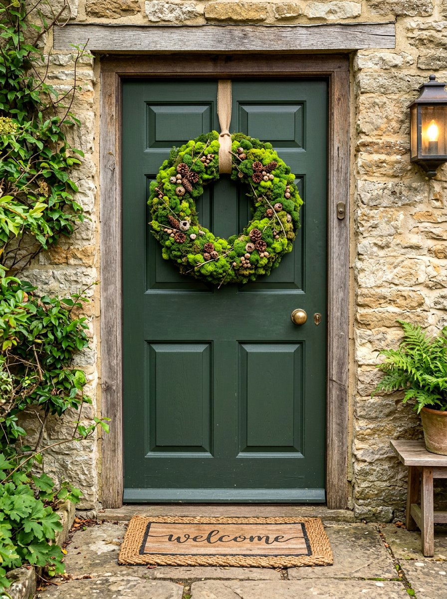 Moss Door Wreath - 30 winter wreath ideas