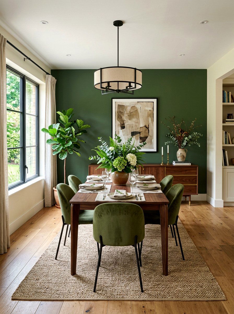 Moss Green Accent Wall Dining Room - 30 moss green dining room ideas