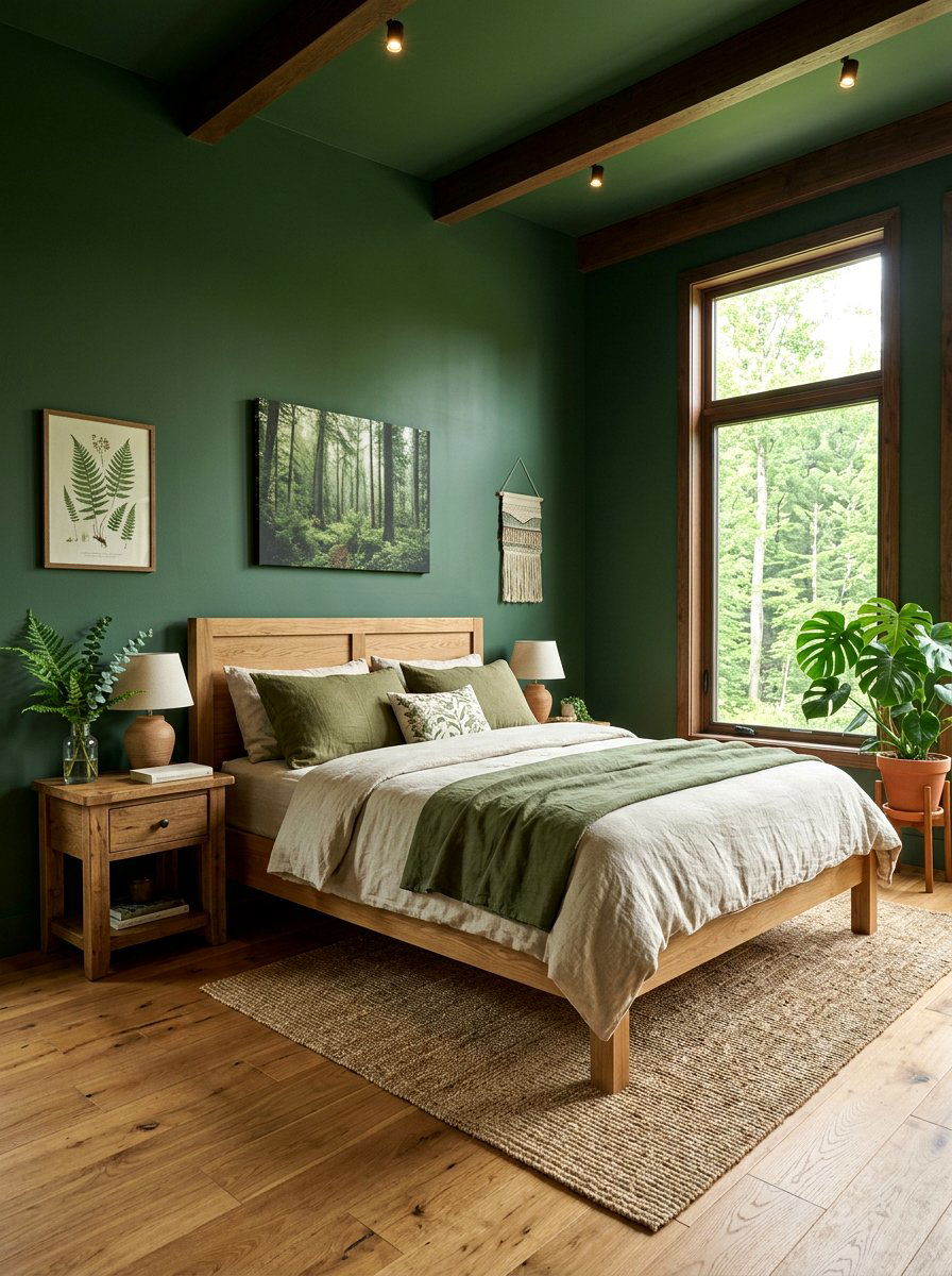 Moss Green Bedroom - 30 color drenched bedroom ideas