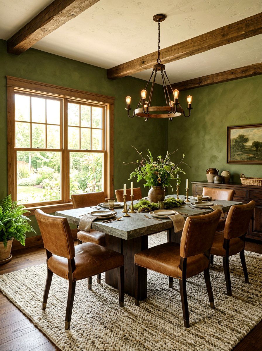 Moss Green Dining Room - 30 green dining room ideas