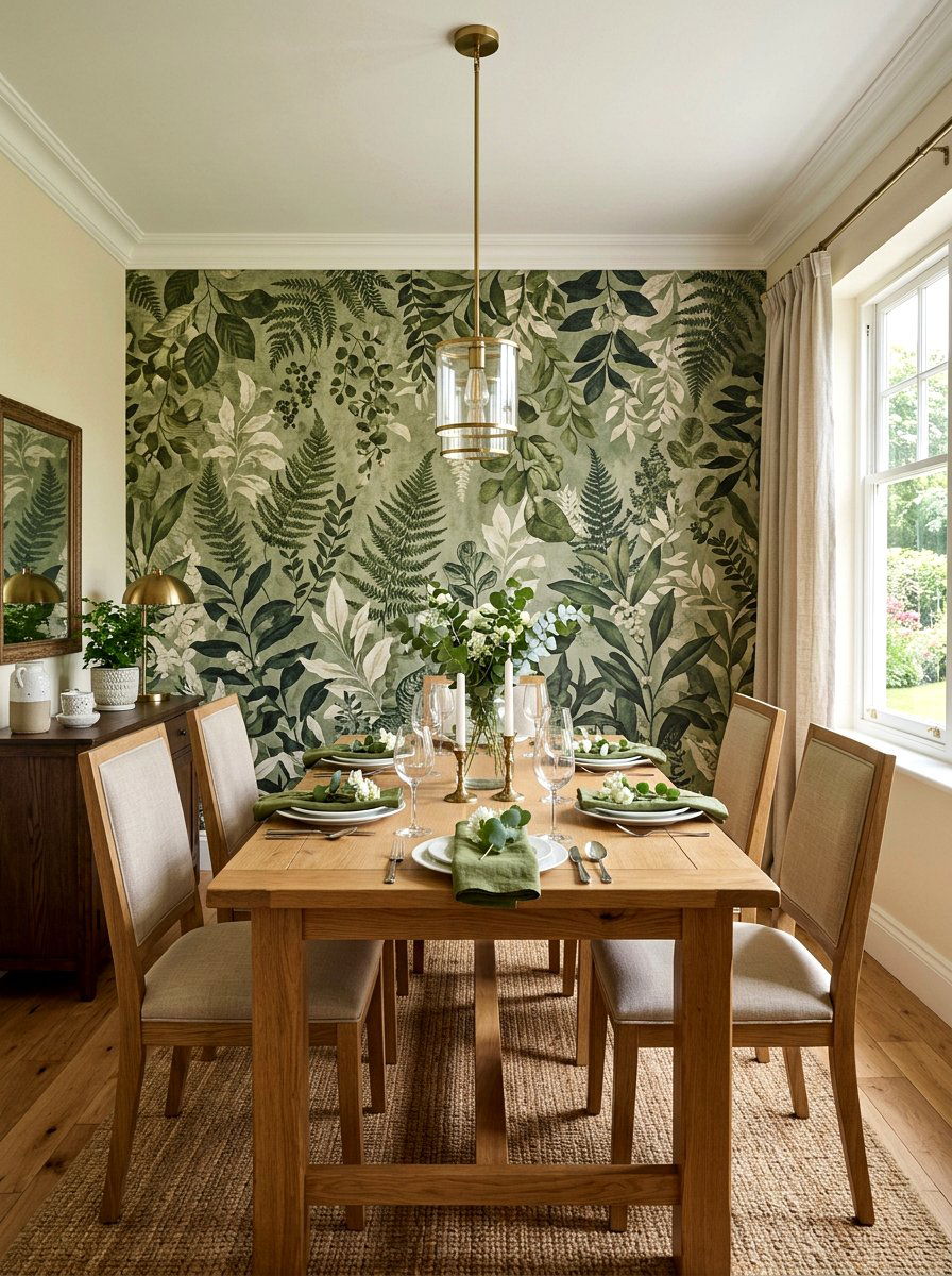Moss Green Floral Wallpaper Dining Room - 30 moss green dining room ideas