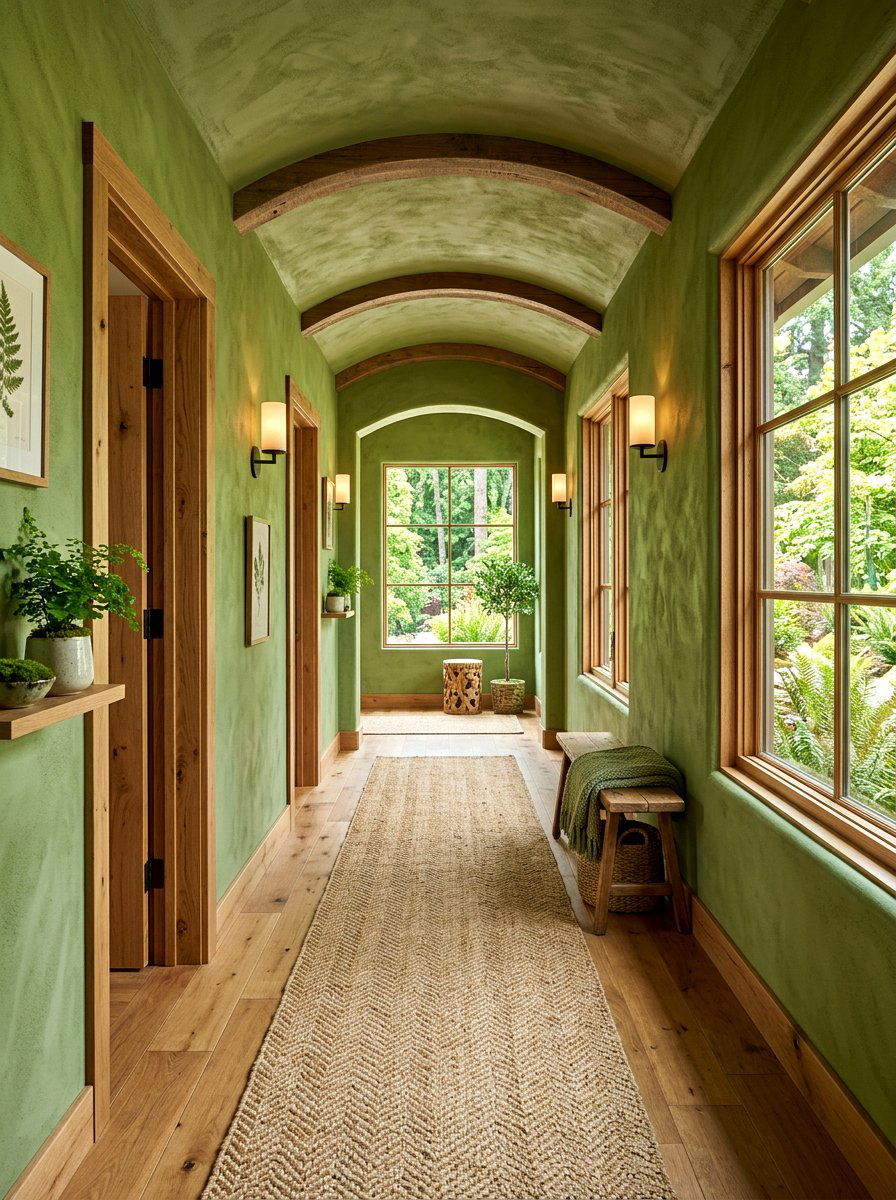 Moss Green Hallway - 30 color drenched hallway ideas