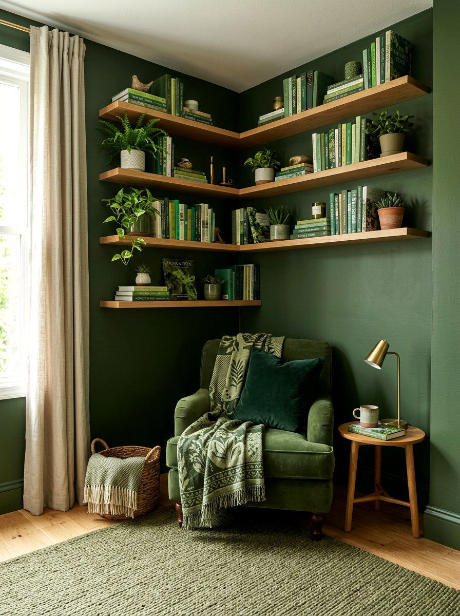 Moss Green Nook - 30 monochrome room ideas
