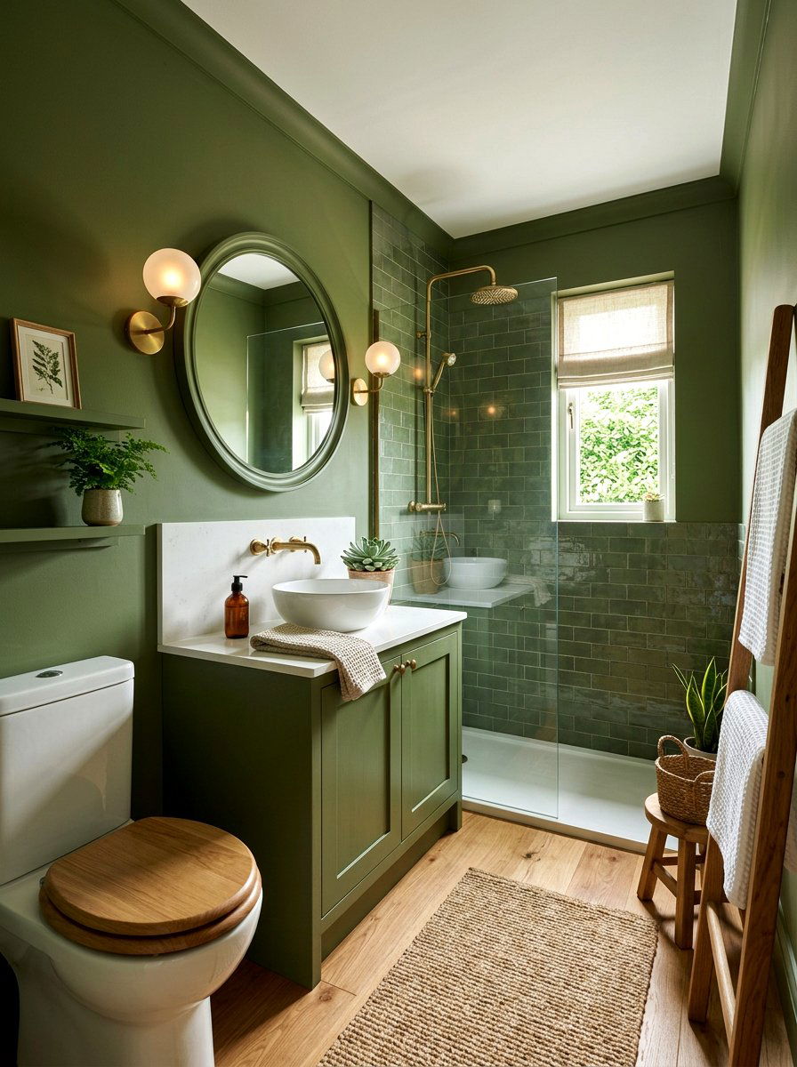 Moss Green Small Bathroom - 30 color drenched small room ideas