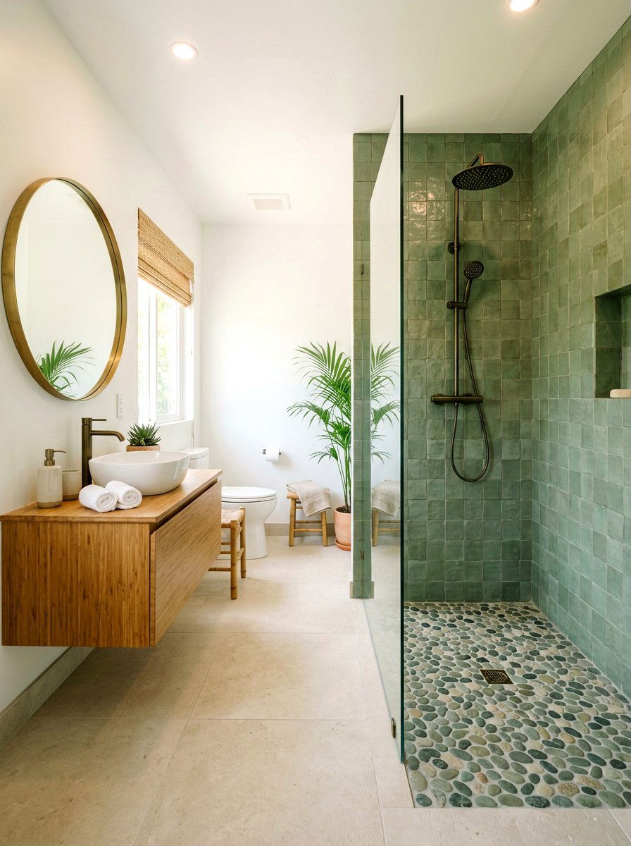 Moss Green Zen Bathroom - 30 green and white bathroom ideas