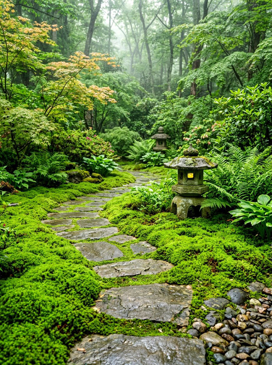 Moss Ground Cover - 30 shady courtyard garden ideas