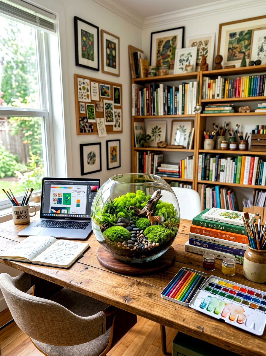 Moss Terrarium For Desk Decor - 30 home office plant ideas