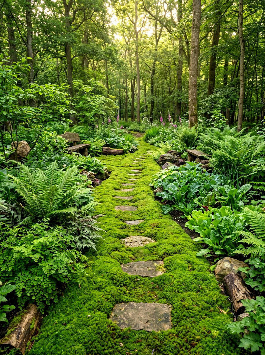 Moss Walkway - 30 vegetable garden path ideas