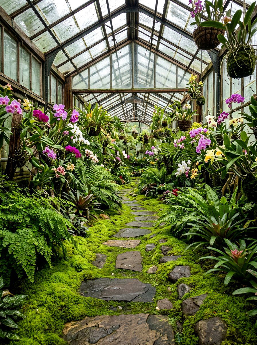 Moss Walkway - 30 greenhouse path ideas