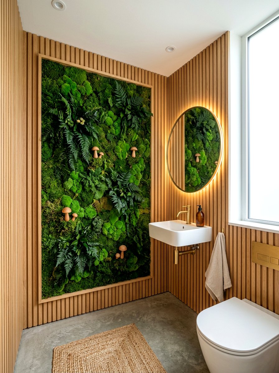Moss Wall Art - 30 mushroom powder room ideas