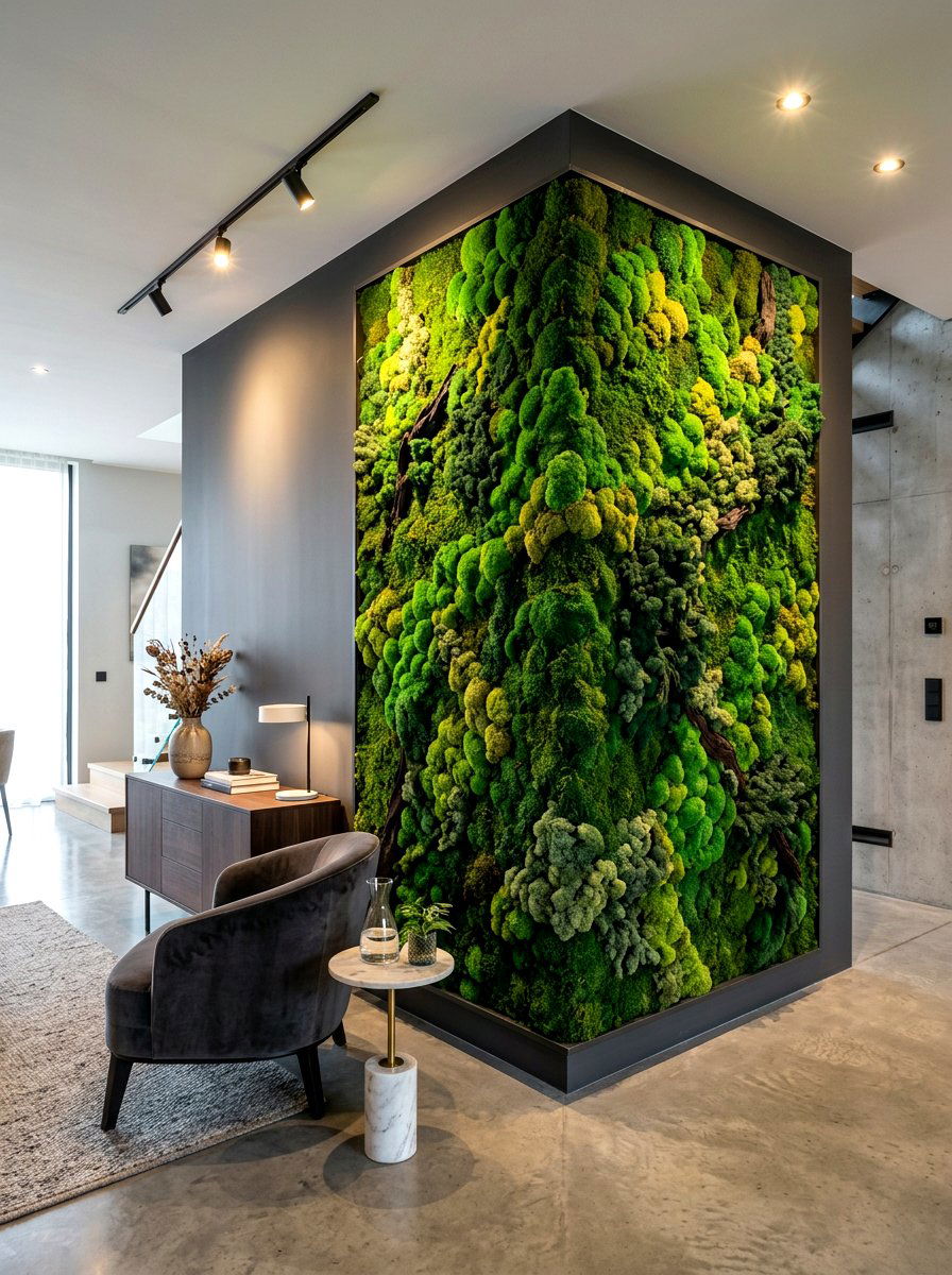 Moss Wall Corner Art - 30 vertical garden corner ideas