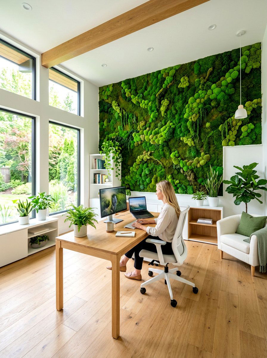 Moss Wall Office - 30 acoustic office decor ideas