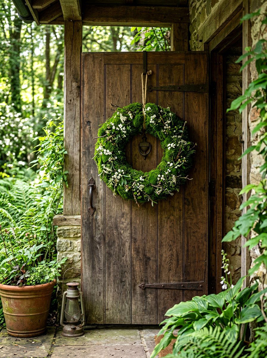 Moss Wreath - 30 spring wreath ideas for front door