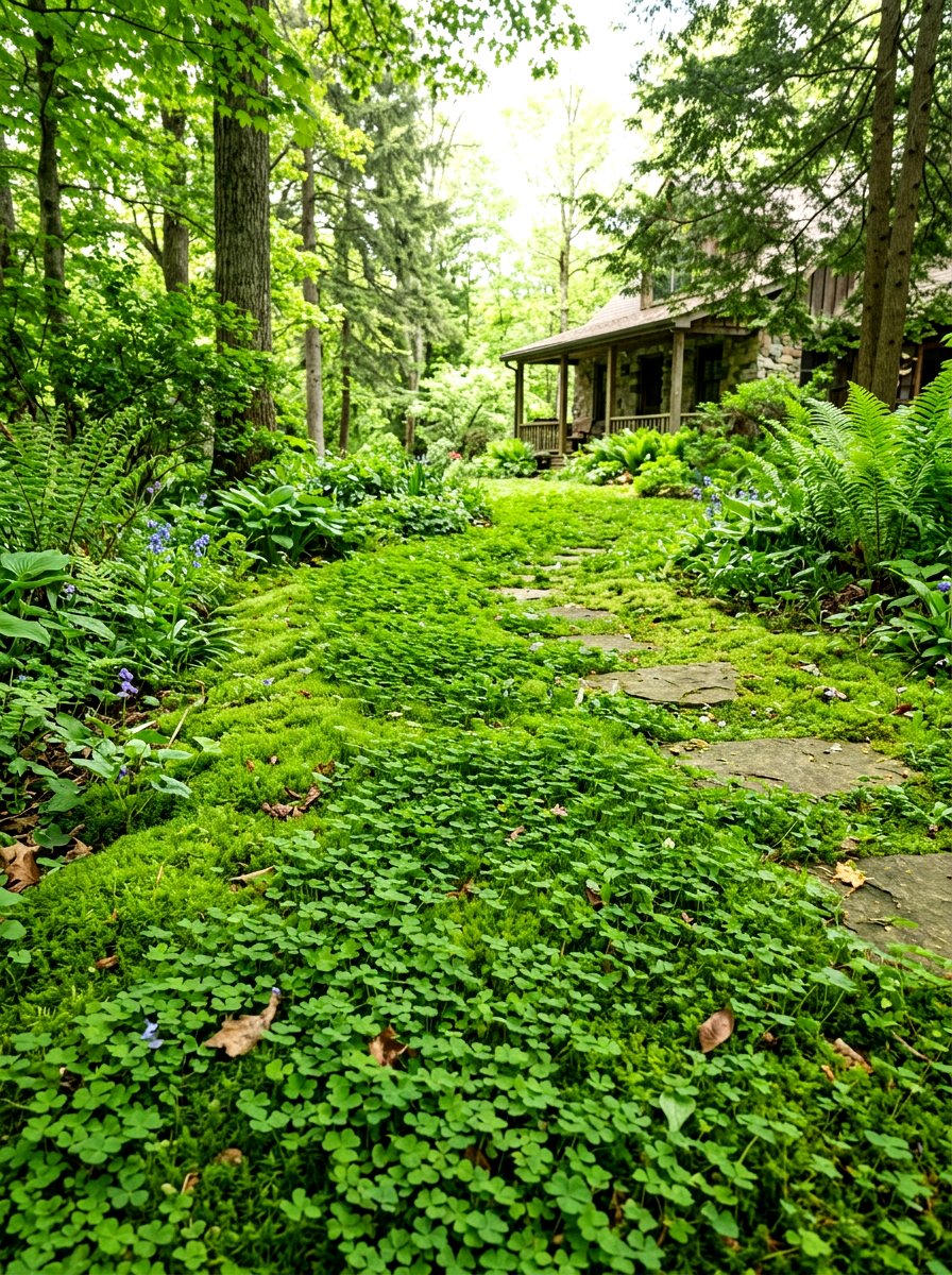 Moss and Clover Lawn - 30 clover front lawn ideas