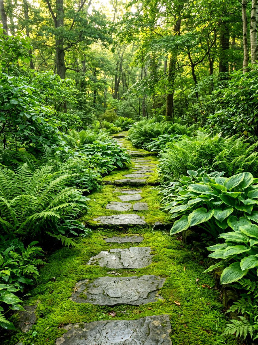 Moss covered stone walkway - 30 secret path garden ideas