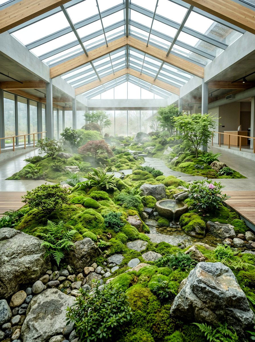 Moss garden atrium - 30 indoor courtyard garden ideas