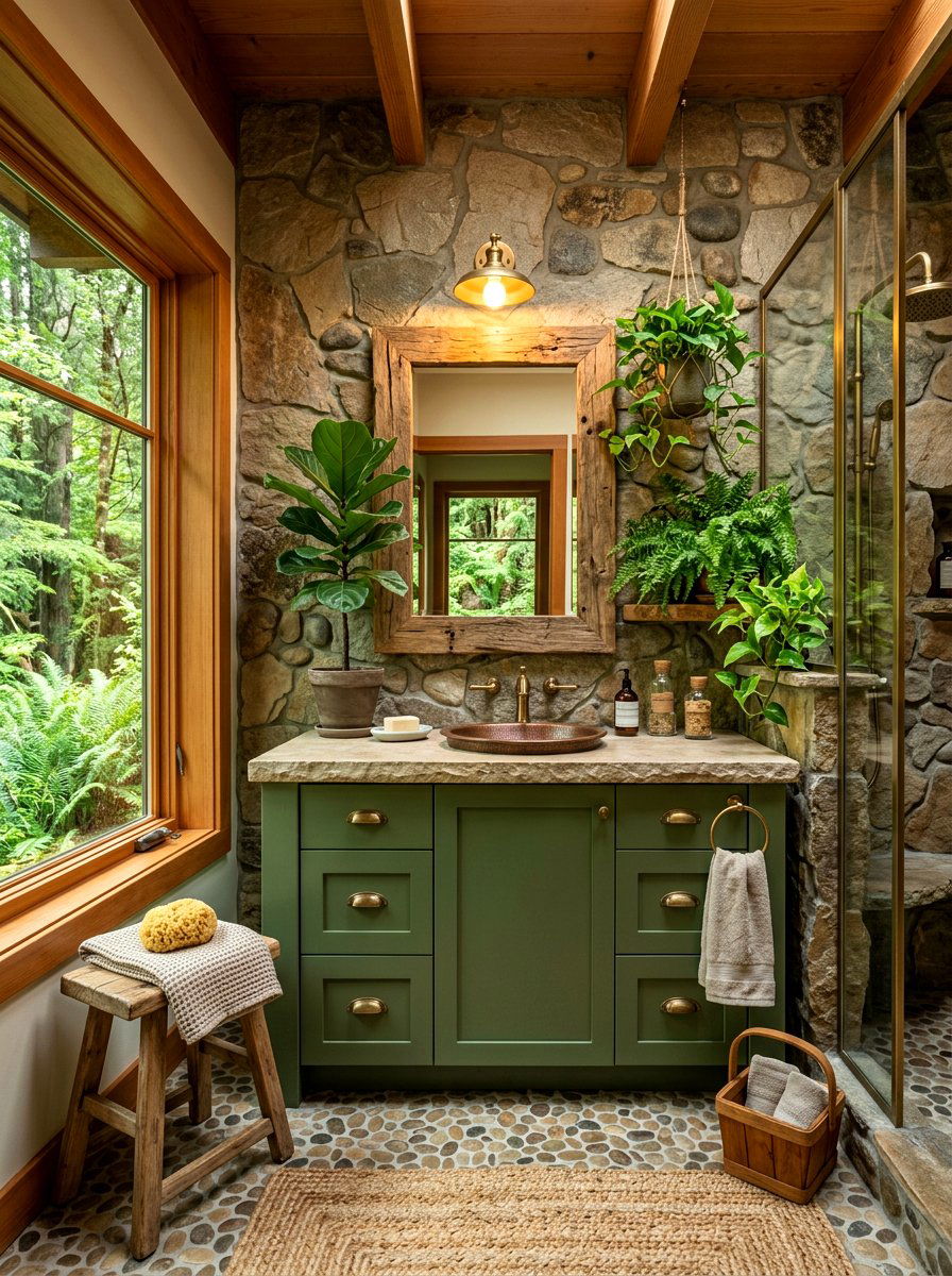Moss green bathroom vanity - 30 painted bathroom vanity ideas