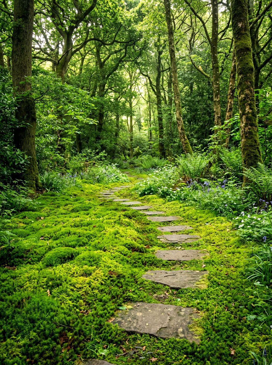 Moss lawn - 30 cabin backyard landscaping ideas