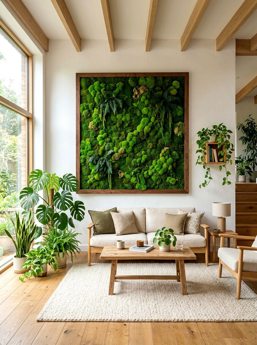 Moss wall art - 30 acoustic living room ideas