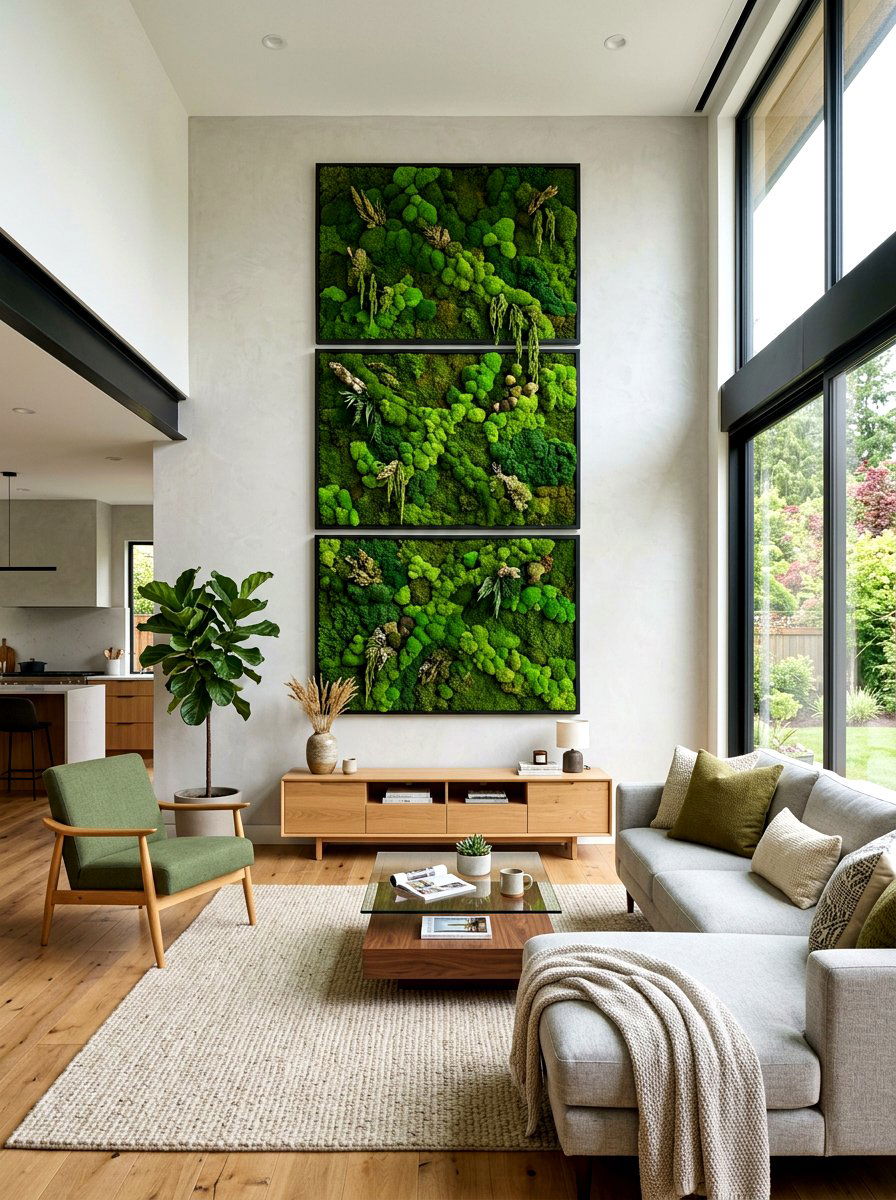 Moss wall art - 30 garden inspired spring decor ideas