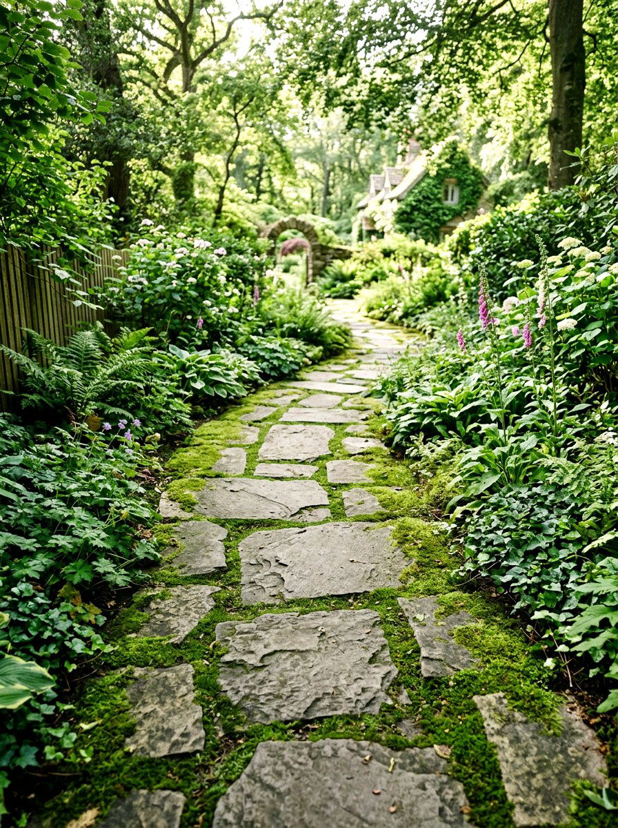 Mossy Flagstone Path - 30 stepping path backyard ideas