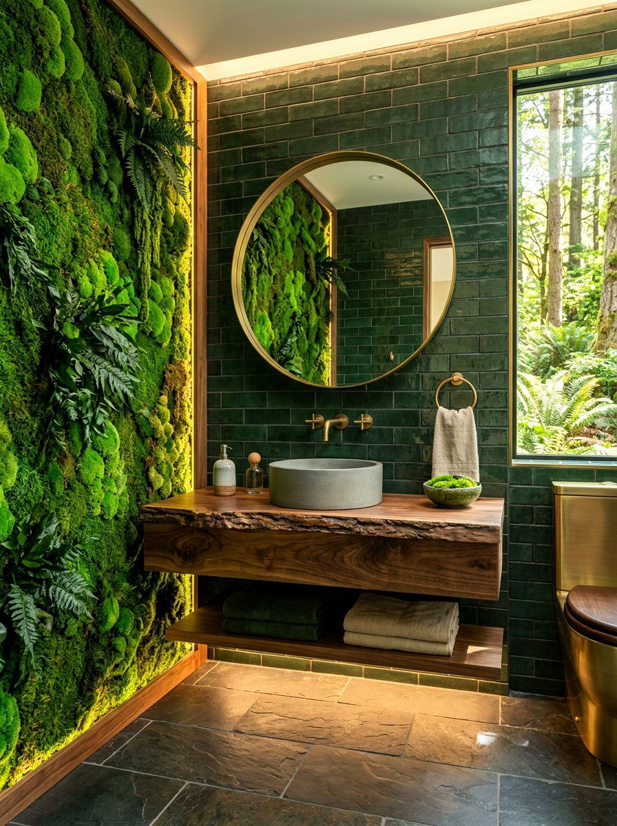 Mossy Forest Washroom - 30 bloomcore bathroom ideas