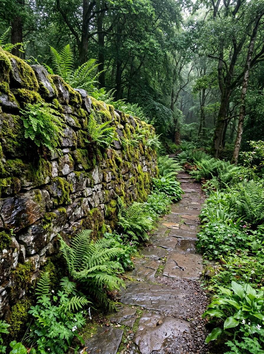 Mossy Stone Retaining Wall - 30 stone retaining wall ideas