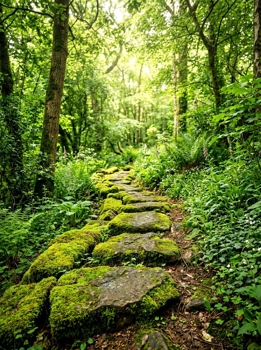 Mossy Stone Woodland Path - 30 side yard walkway ideas