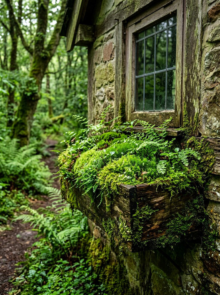Mossy Window Box - 30 cottage window box ideas