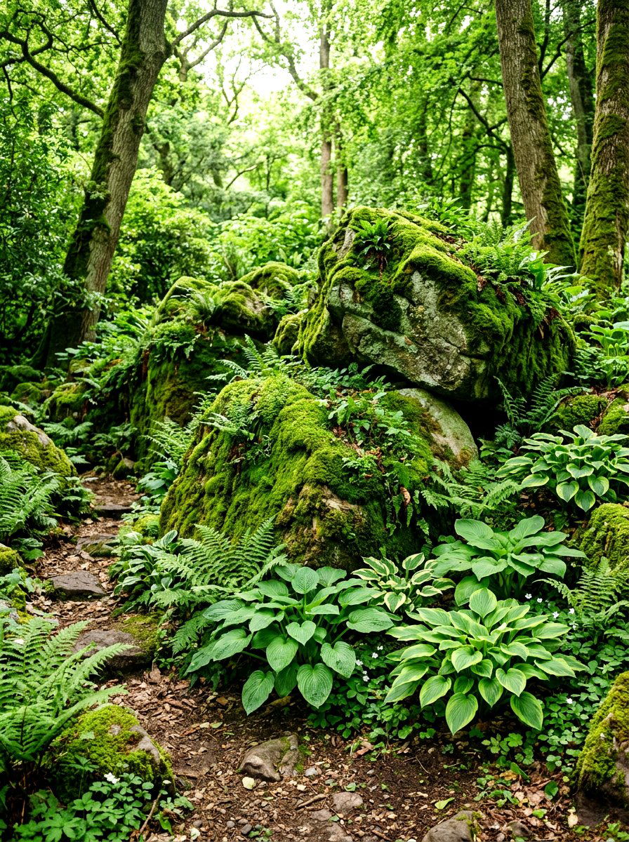 Mossy woodland rockery - 30 garden rock ideas