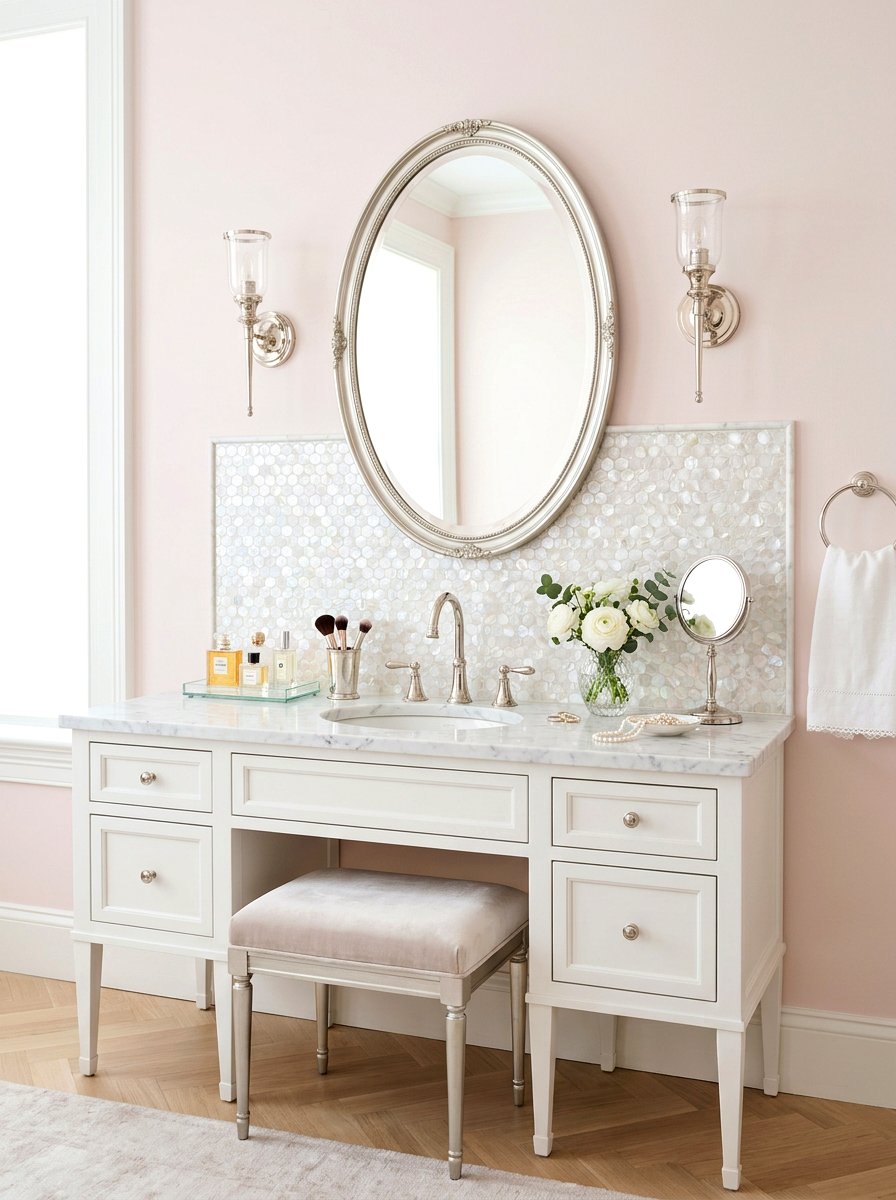 Mother Of Pearl Backsplash - 30 bathroom accent tile ideas
