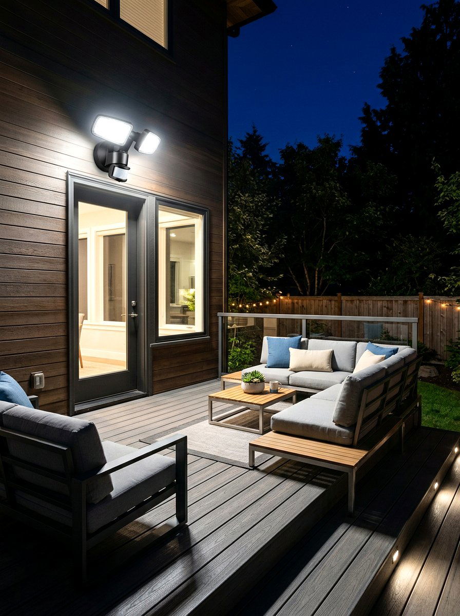 Motion Sensor Security Light - 30 deck lighting ideas