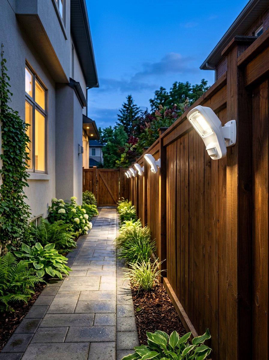 Motion sensor fence security lights - 30 fence lighting ideas