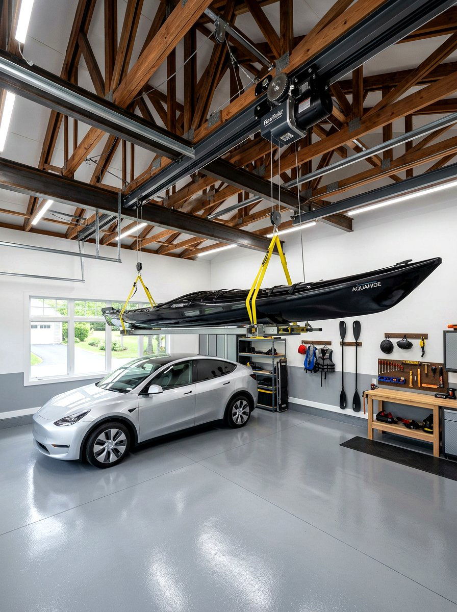 Motorized Ceiling Lift - 30 small garage ideas