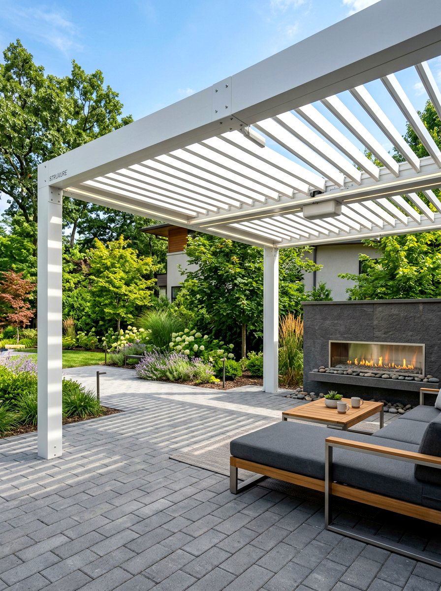 Motorized Louvered Pergola - 30 shaded backyard ideas
