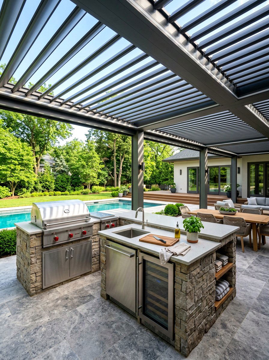 Motorized Louvered Roof - 30 pergola shade ideas