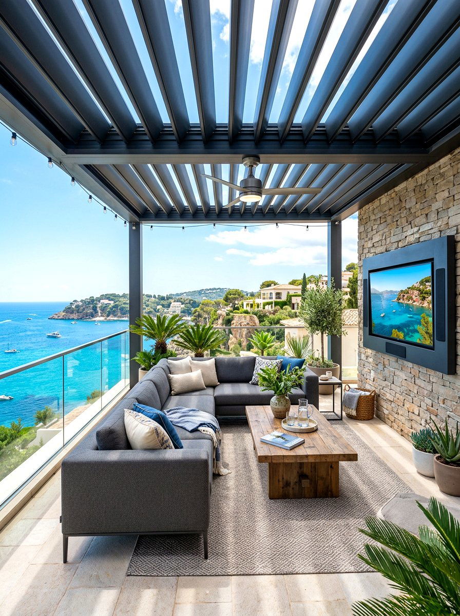 Motorized Louvered Roof System - 30 louvered pergola patio ideas