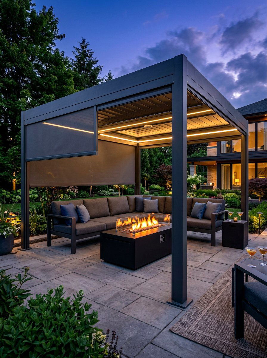 Motorized Outdoor Blinds - 30 gazebo privacy ideas