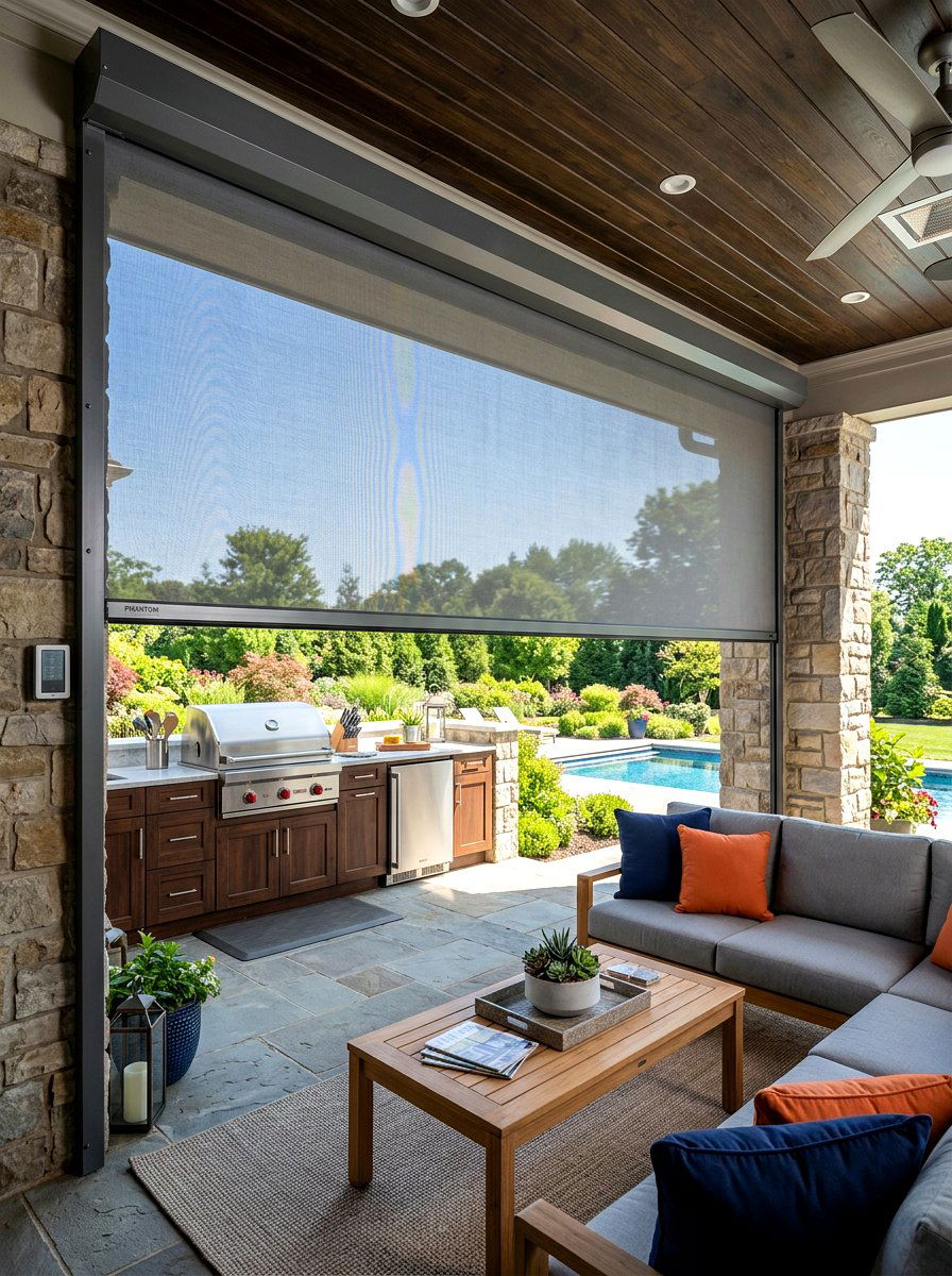 Motorized Retractable Screen - 30 porch privacy screen ideas