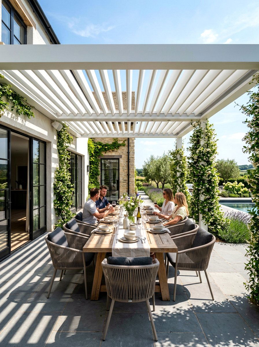 Motorized louvered pergola - 30 patio canopy ideas